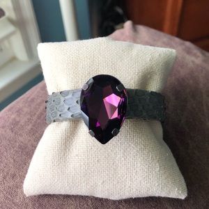 Ted Rossi Amethyst and Leather cuff